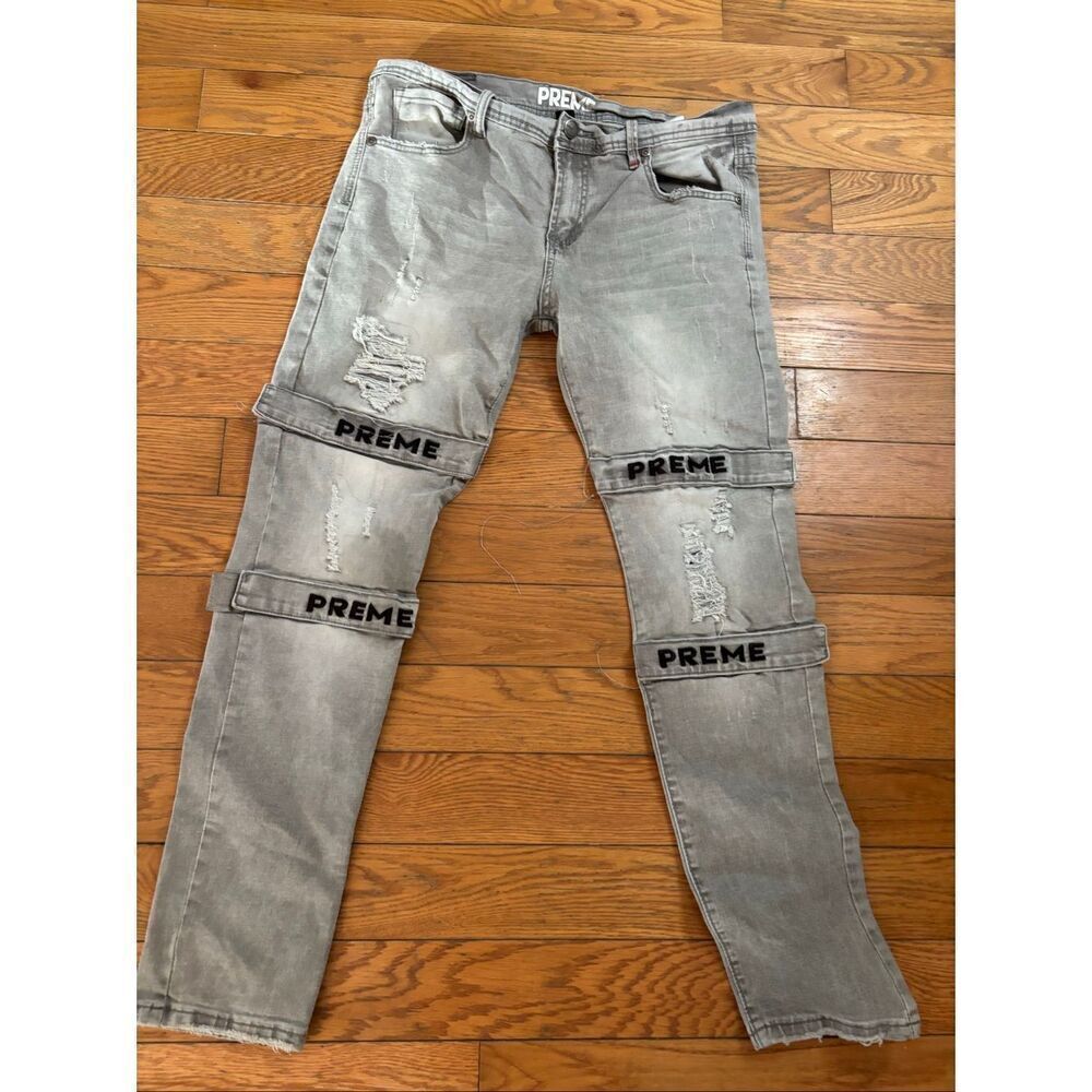 Preme Classic Distressed Gray Jeans